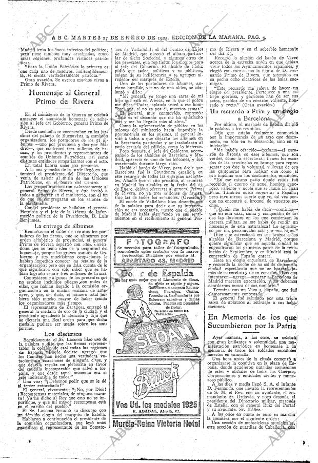 ABC MADRID 27-01-1925 página 9