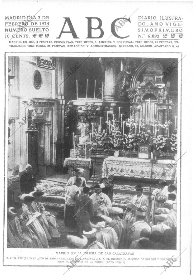 Periódico ABC MADRID 03-02-1925,portada - Archivo ABC