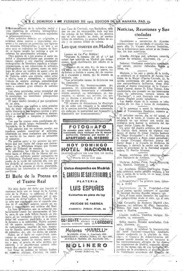 ABC MADRID 08-02-1925 página 23