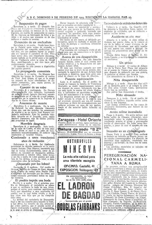 ABC MADRID 08-02-1925 página 27