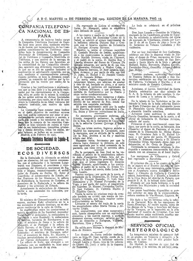 ABC MADRID 10-02-1925 página 15