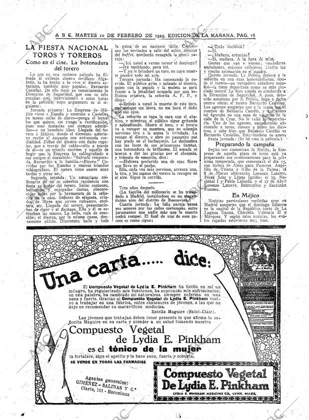 ABC MADRID 10-02-1925 página 16