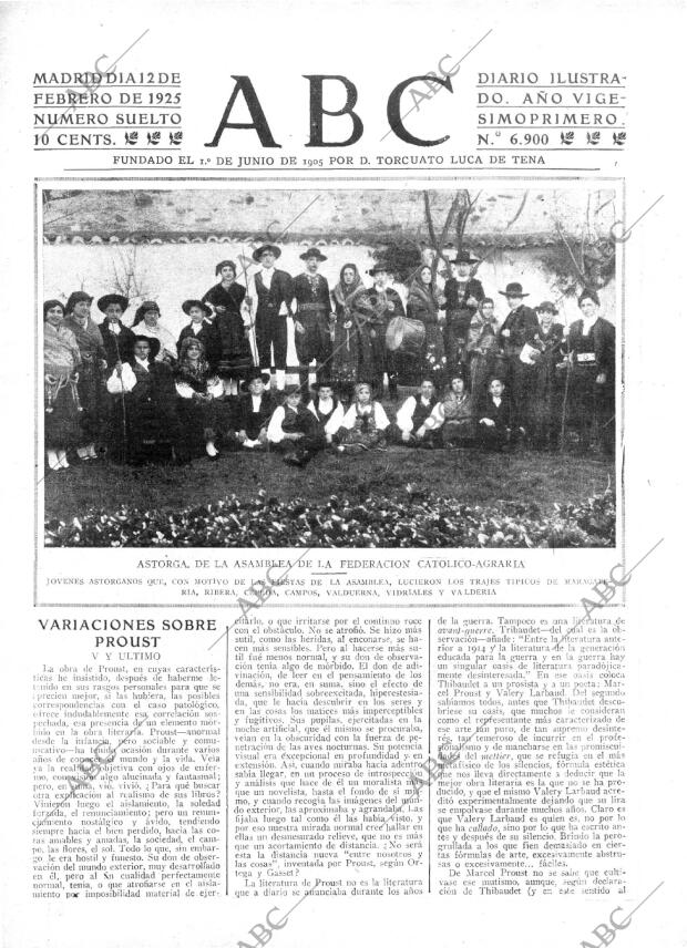 ABC MADRID 12-02-1925 página 1