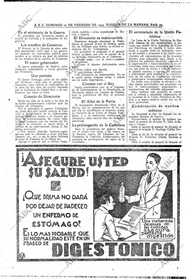 ABC MADRID 22-02-1925 página 20