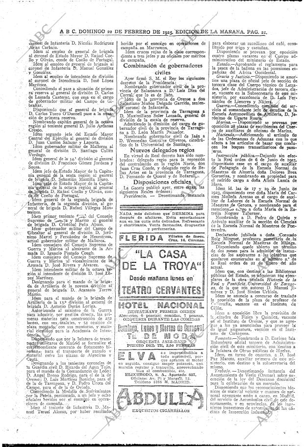 ABC MADRID 22-02-1925 página 21