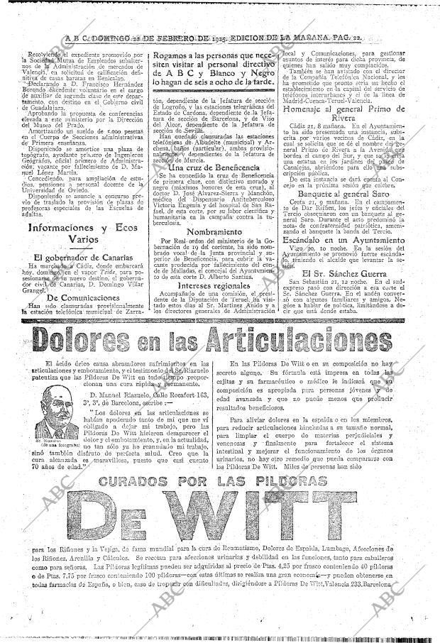 ABC MADRID 22-02-1925 página 22