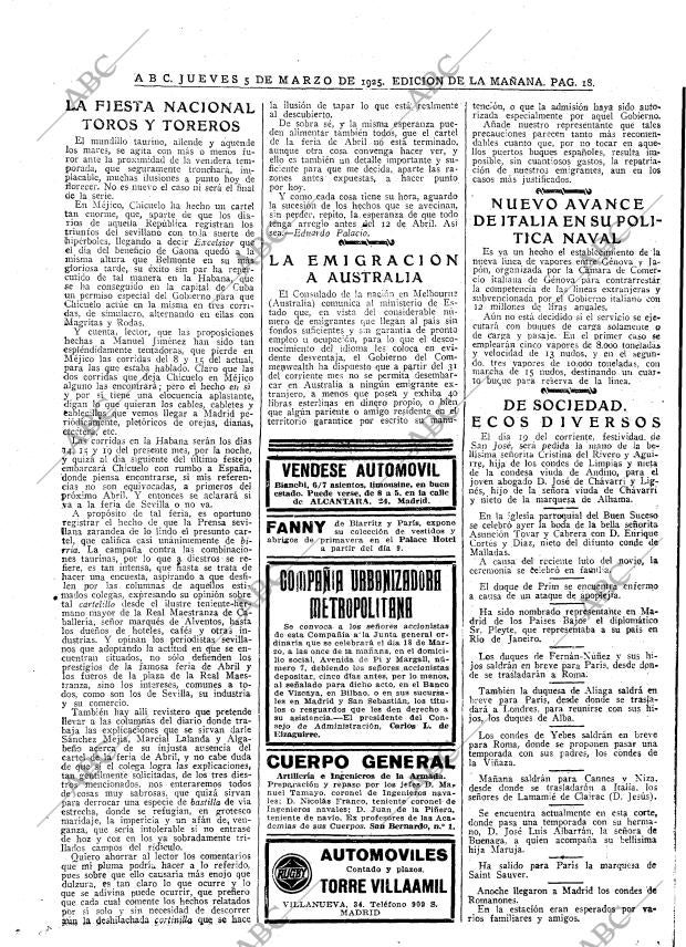 ABC MADRID 05-03-1925 página 18