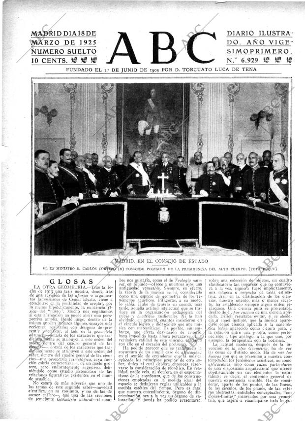 ABC MADRID 18-03-1925 página 1