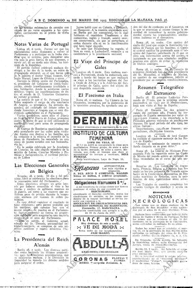 ABC MADRID 29-03-1925 página 36