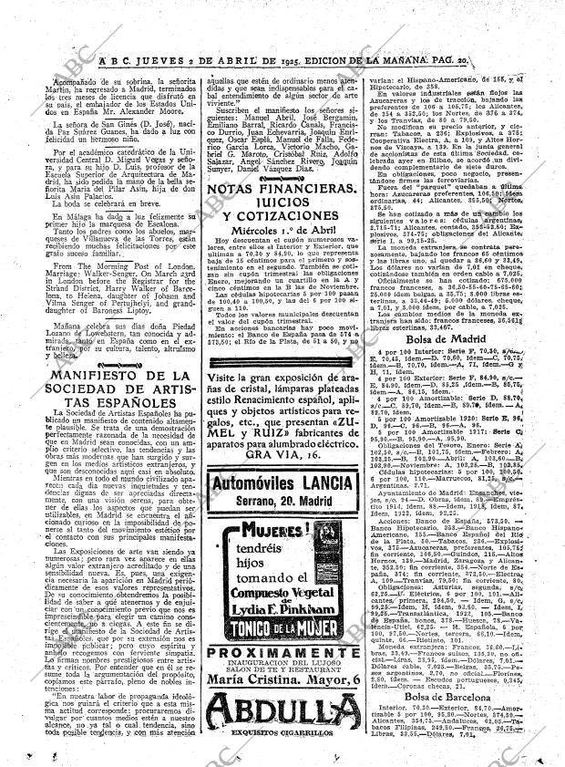ABC MADRID 02-04-1925 página 20