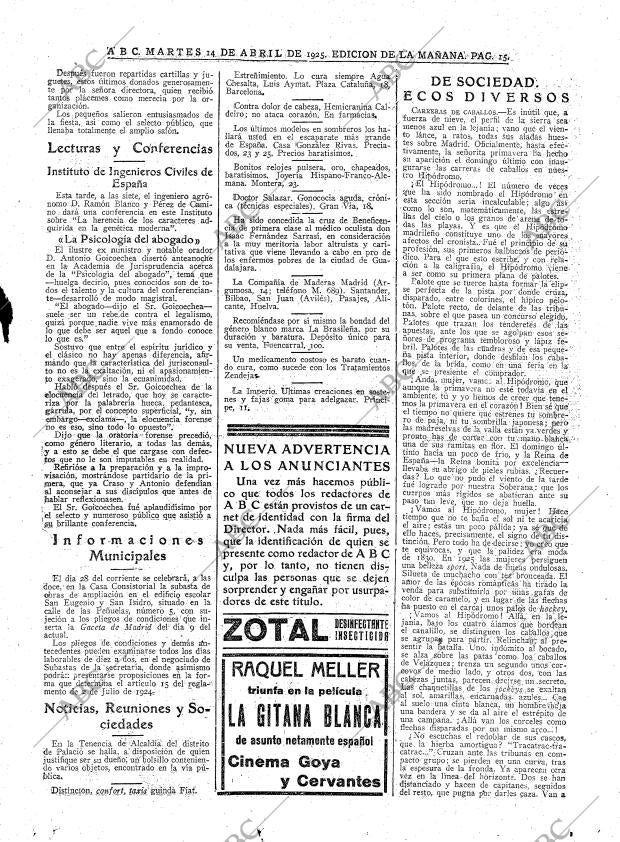 ABC MADRID 14-04-1925 página 15