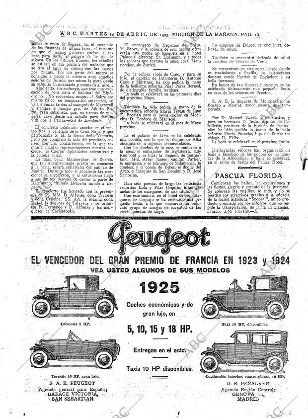 ABC MADRID 14-04-1925 página 16