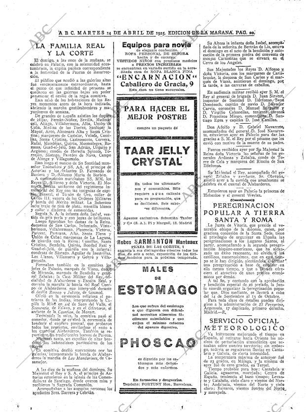 ABC MADRID 14-04-1925 página 20