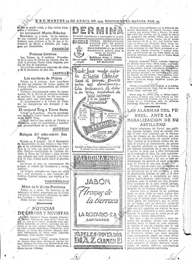 ABC MADRID 14-04-1925 página 22
