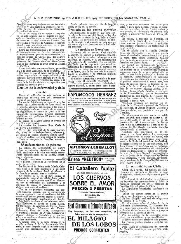 ABC MADRID 19-04-1925 página 20
