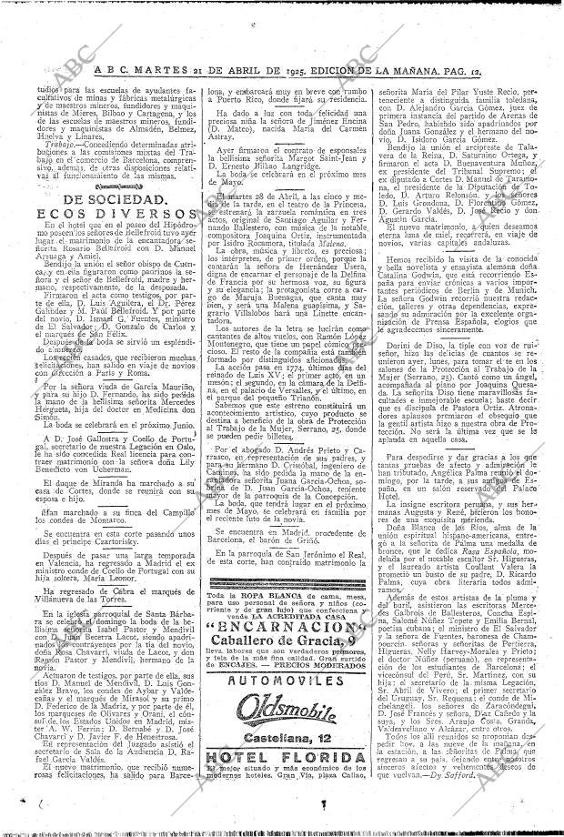 ABC MADRID 21-04-1925 página 12