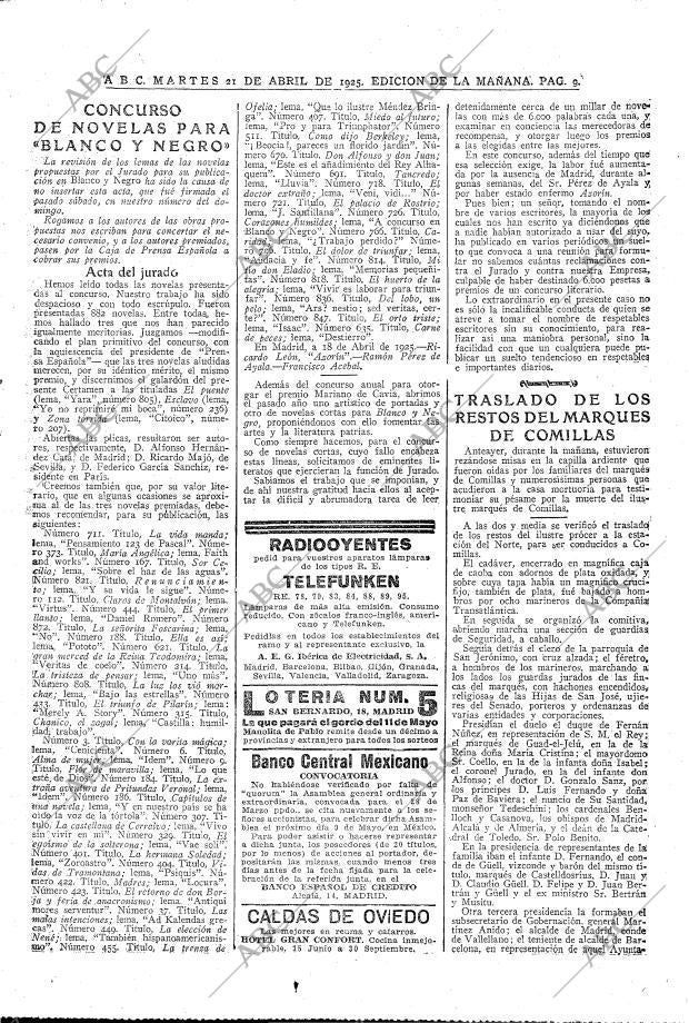 ABC MADRID 21-04-1925 página 9