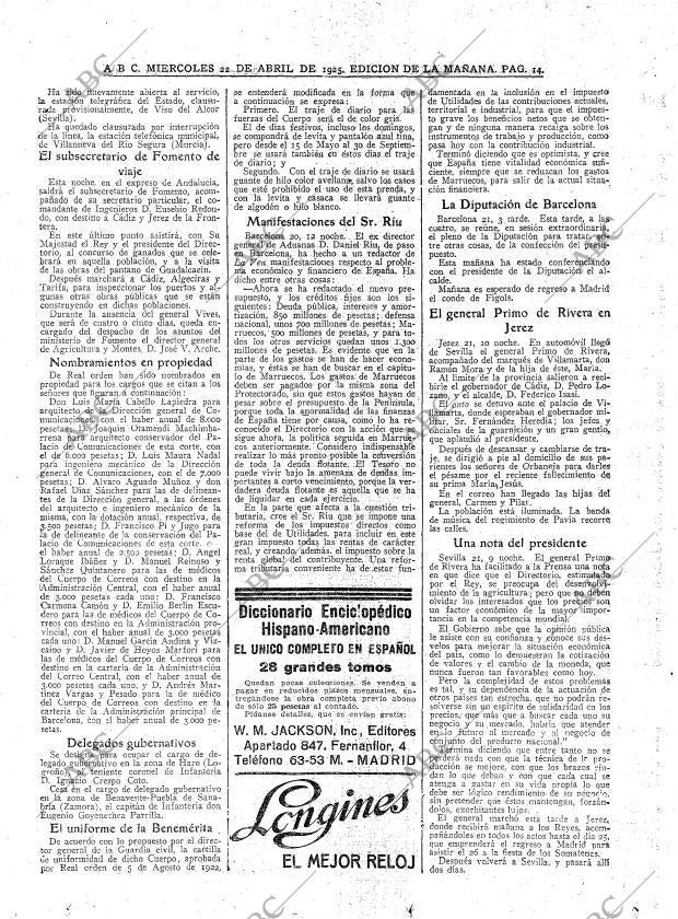 ABC MADRID 22-04-1925 página 14