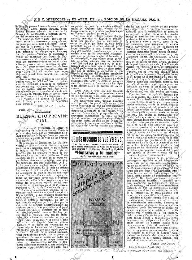 ABC MADRID 22-04-1925 página 8