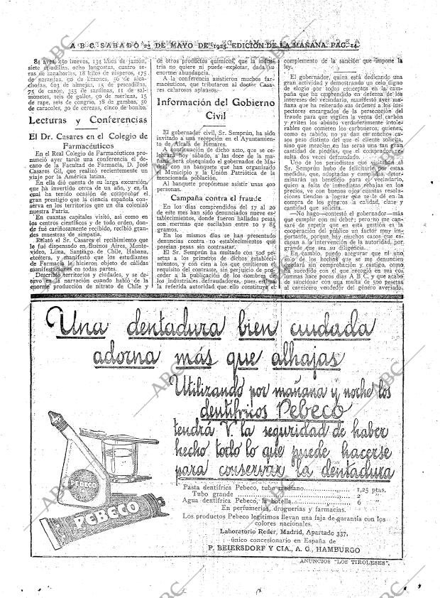 ABC MADRID 23-05-1925 página 14