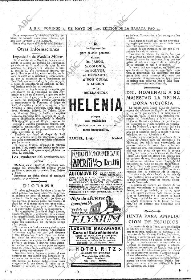 ABC MADRID 31-05-1925 página 21