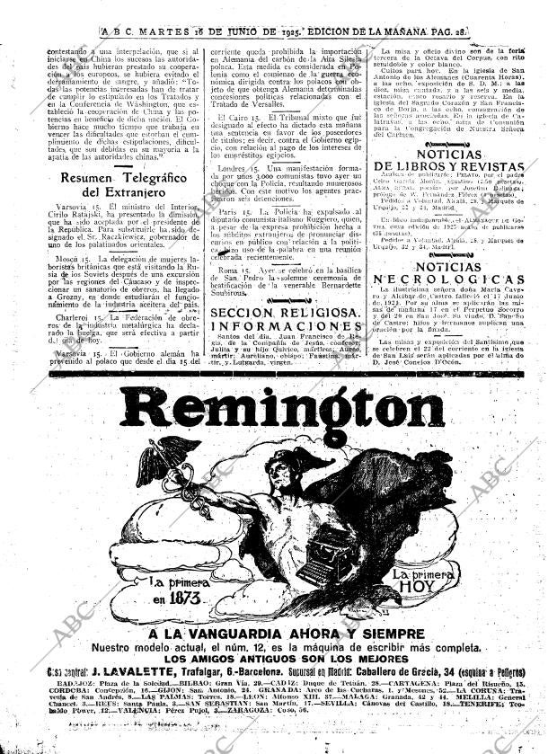 ABC MADRID 16-06-1925 página 28