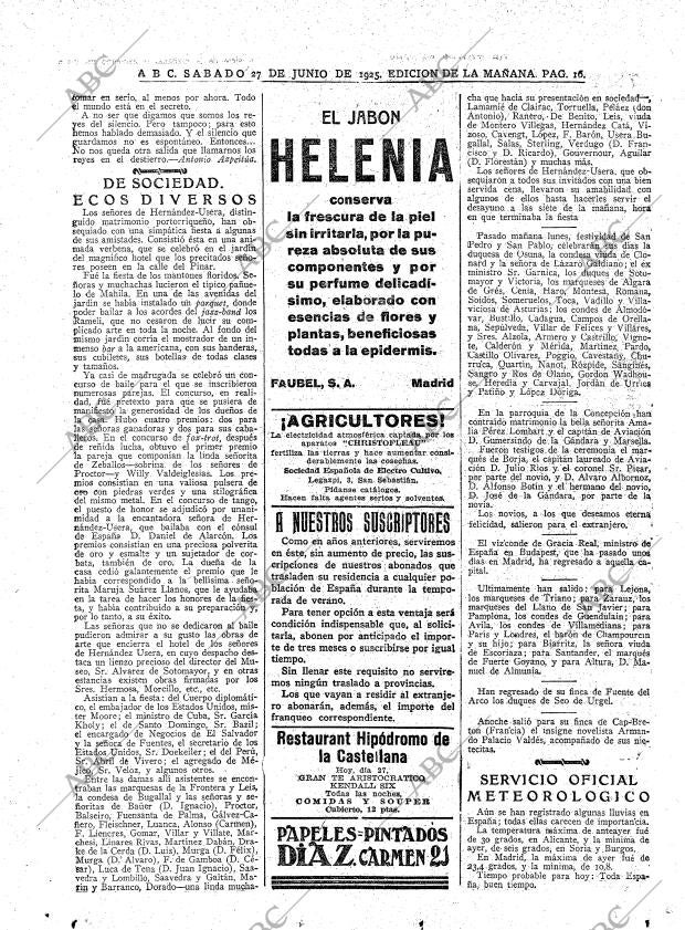 ABC MADRID 27-06-1925 página 16