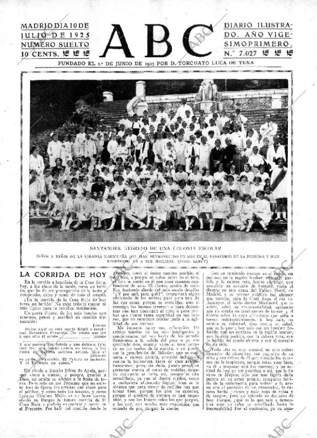 ABC MADRID 10-07-1925 página 1