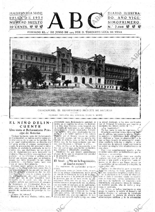 ABC MADRID 30-07-1925 página 1