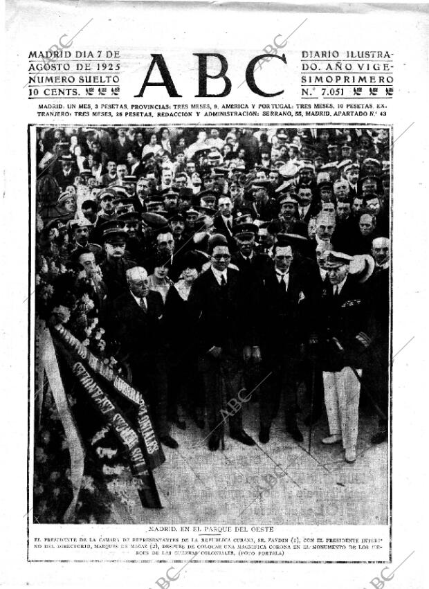 ABC MADRID 07-08-1925 página 1