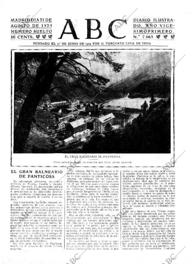 ABC MADRID 21-08-1925 página 1