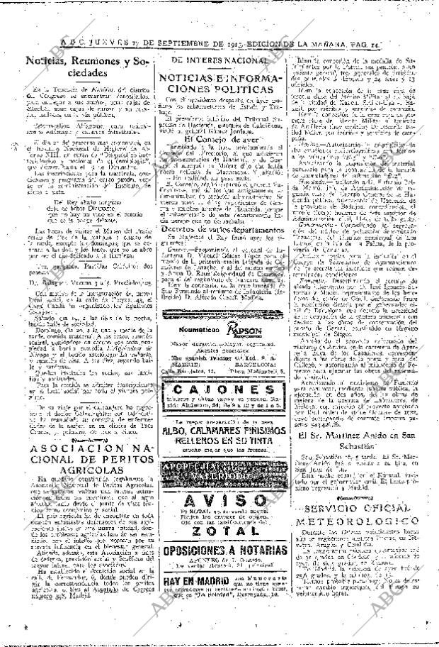 ABC MADRID 17-09-1925 página 14