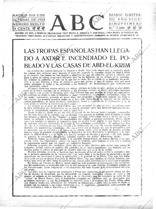 ABC MADRID 02-10-1925 página 1