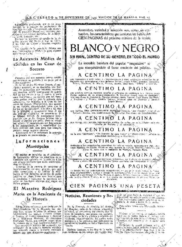 ABC MADRID 14-11-1925 página 15