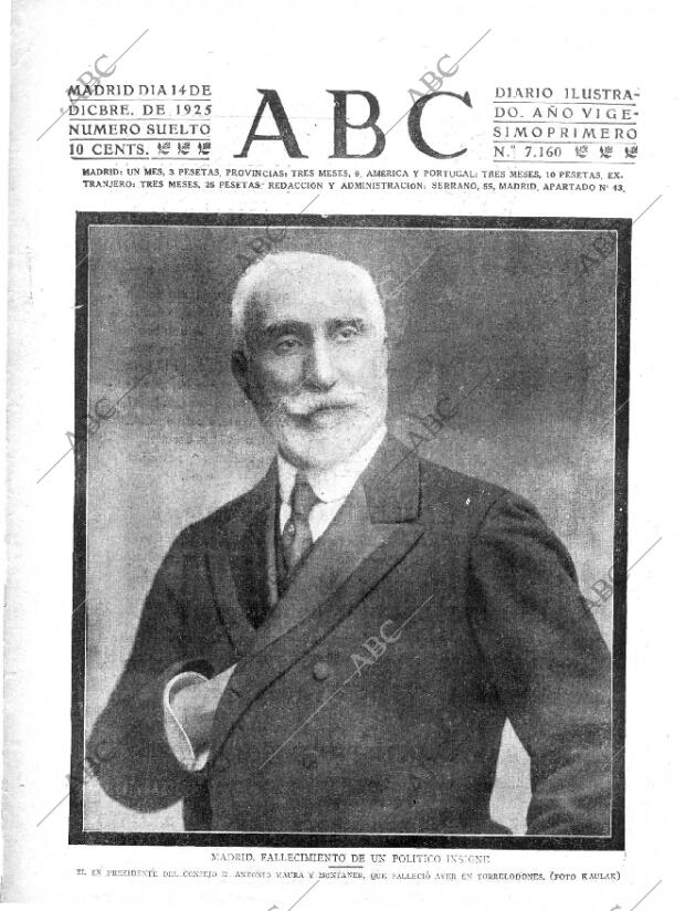 ABC MADRID 14-12-1925 página 1
