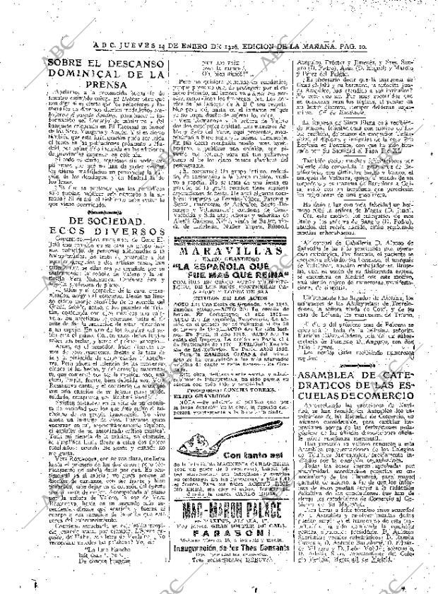 ABC MADRID 14-01-1926 página 10