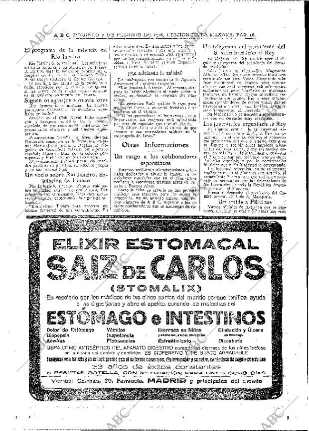ABC MADRID 07-02-1926 página 16