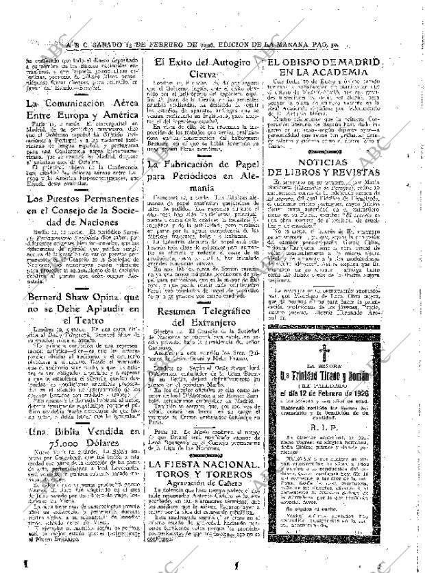 ABC MADRID 13-02-1926 página 30