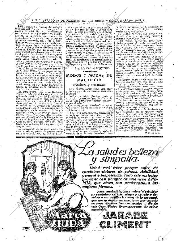 ABC MADRID 13-02-1926 página 8