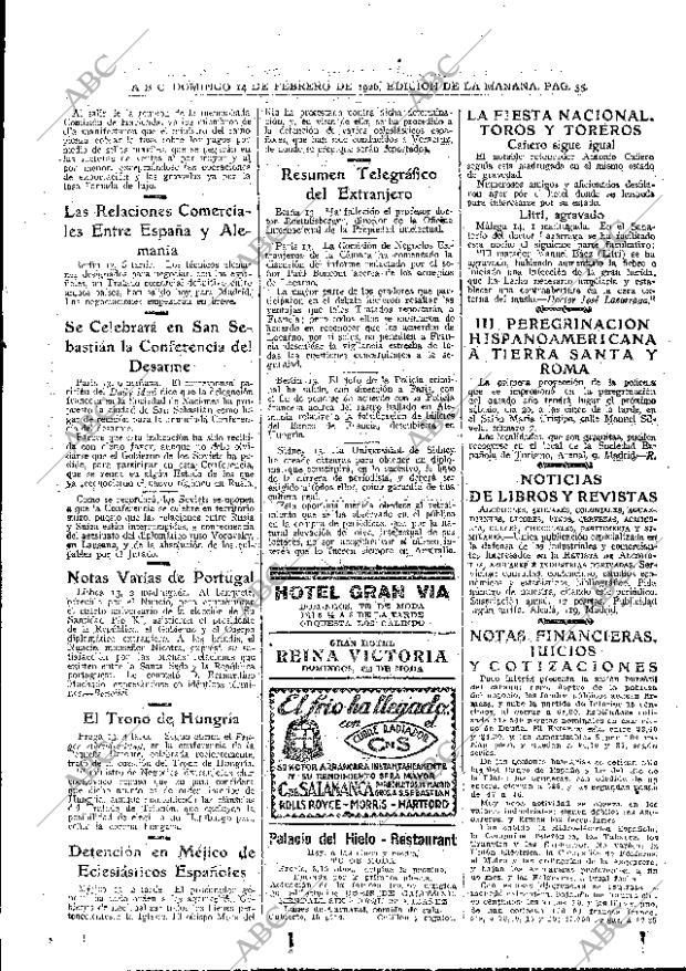 ABC MADRID 14-02-1926 página 35