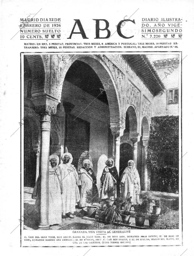 ABC MADRID 22-02-1926 página 1