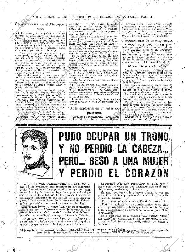 ABC MADRID 22-02-1926 página 16