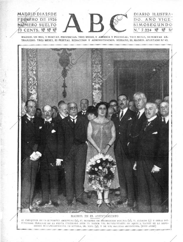ABC MADRID 25-02-1926 página 1