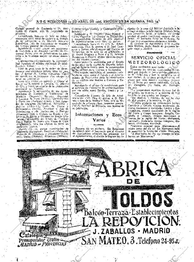 ABC MADRID 14-04-1926 página 14