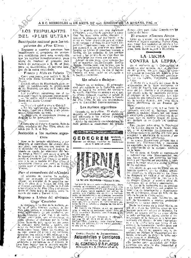 ABC MADRID 14-04-1926 página 21