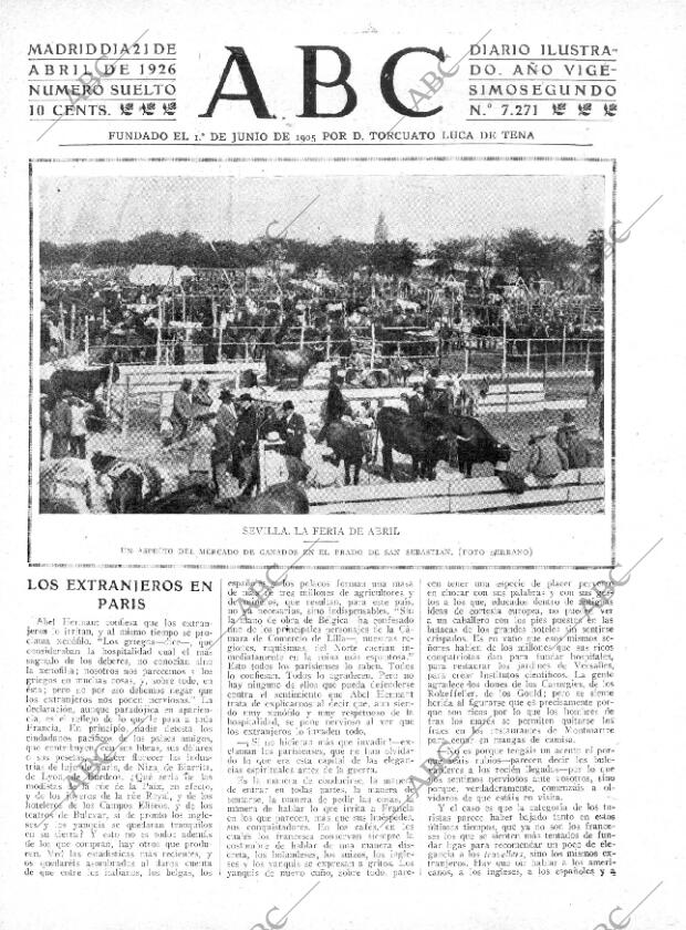 ABC MADRID 21-04-1926 página 1