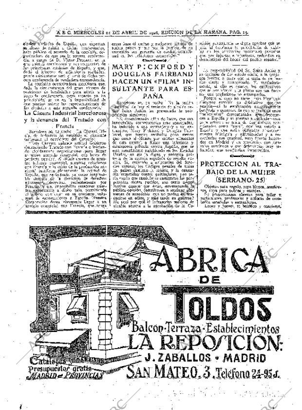 ABC MADRID 21-04-1926 página 14