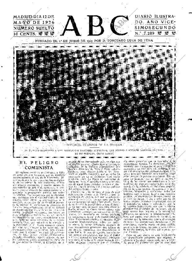 Periodico Abc Madrid 12 05 1926 Portada Archivo Abc