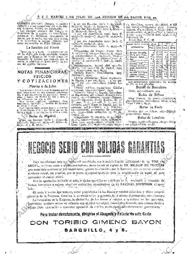 ABC MADRID 06-07-1926 página 20