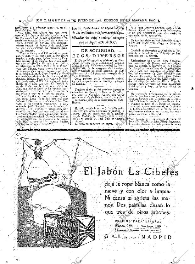 ABC MADRID 27-07-1926 página 8